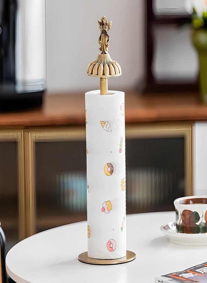 YACSNBF 1 Luxurious Brass Angel Paper Towel Holder countertop, Kitchen Bathroom Gold Paper Towel Holder - Sturdy, Durable, Elegant Kitchen and Bathroom Home Decoration - Image 1